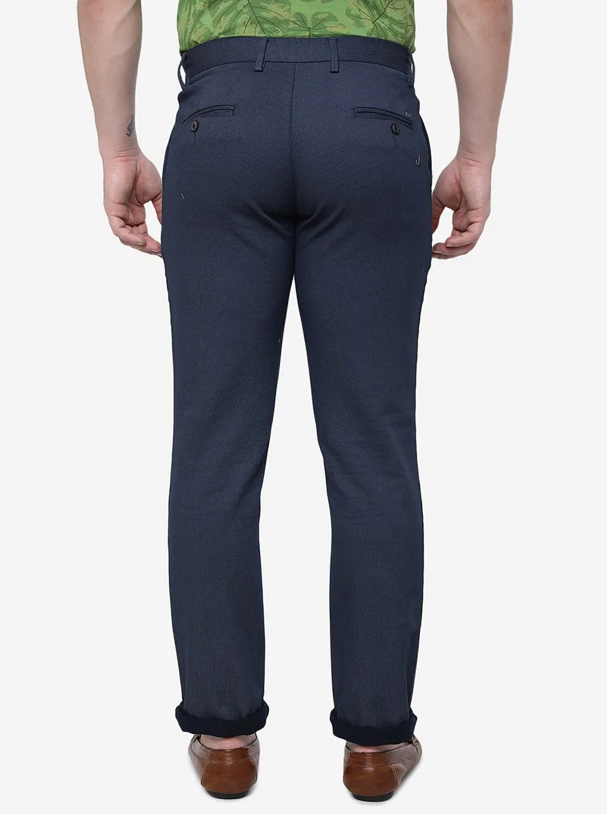 Navy Blue Solid Uno Fit Casual Trouser | JadeBlue