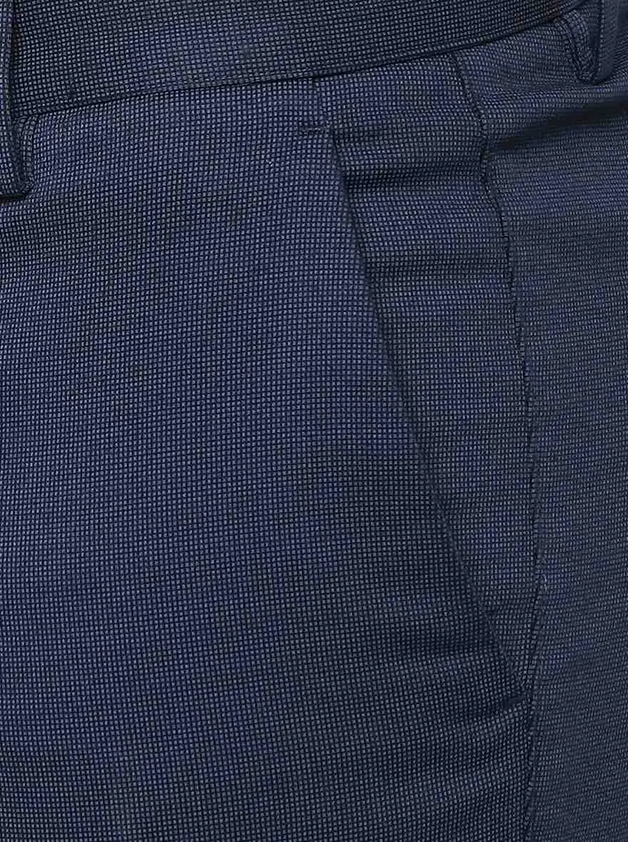 Navy Blue Solid Uno Fit Casual Trouser | JadeBlue
