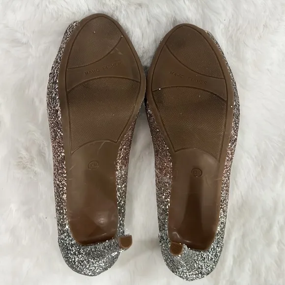 NEW MARC FISHER HARPYLY BEDAZZLED SILVER GLITTERY SPARKLING Ombré HEELS