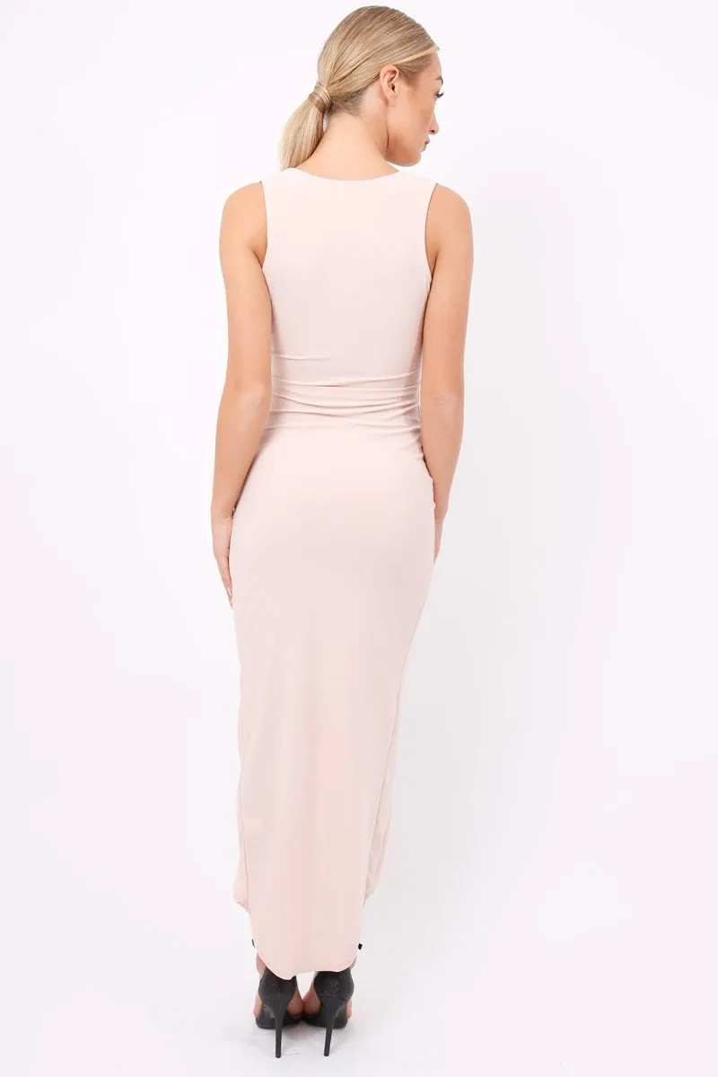 Nude Corset Slit Maxi Dress - Alexus