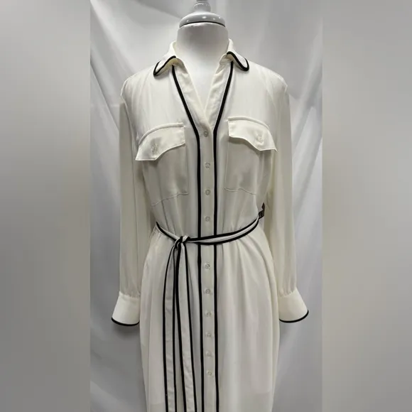 NWT NEW YORK &amp; COMPANY PIPED MIDI SHIRT-DRESS