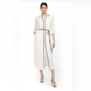 NWT NEW YORK &amp; COMPANY PIPED MIDI SHIRT-DRESS