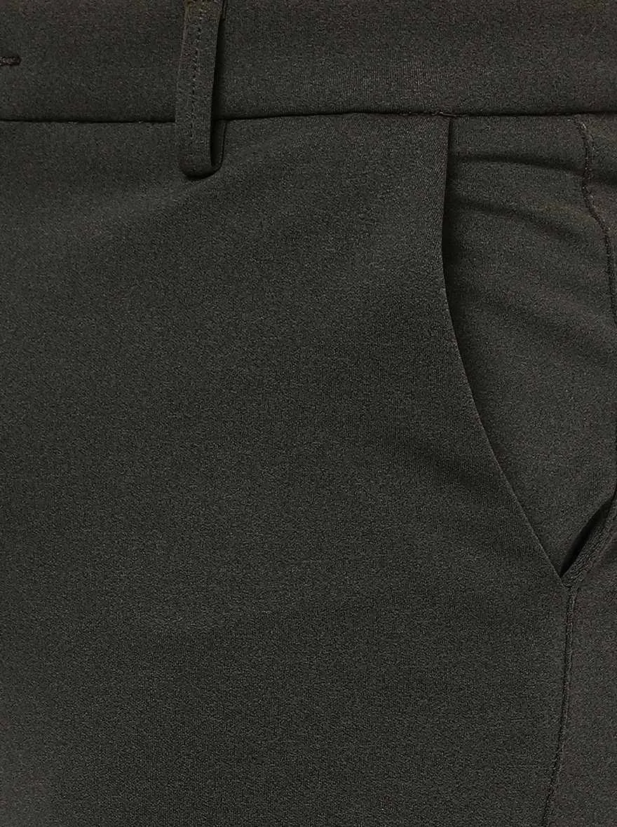 Olive Green Solid Venice Fit Casual Trouser | JadeBlue
