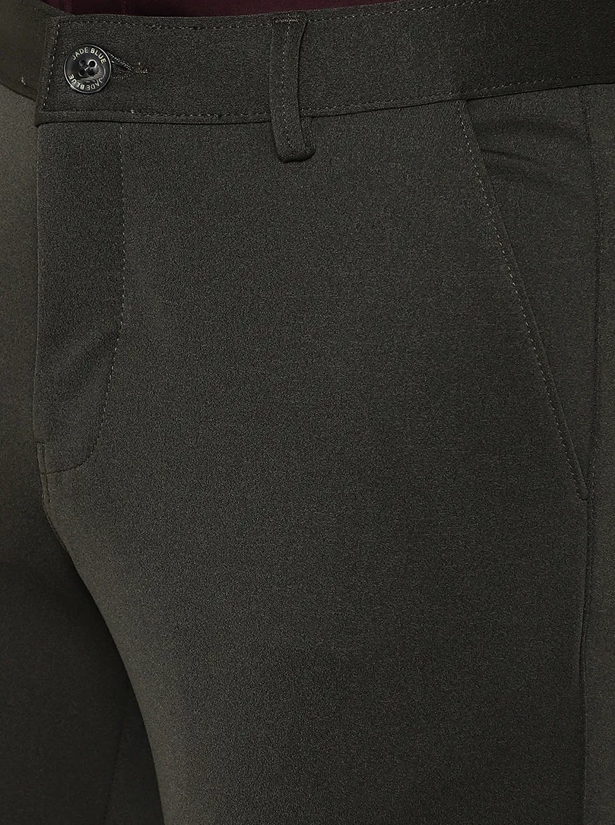 Olive Solid Slim Fit Formal Trouser | JB Studio
