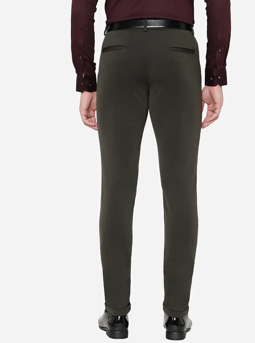 Olive Solid Slim Fit Formal Trouser | JB Studio