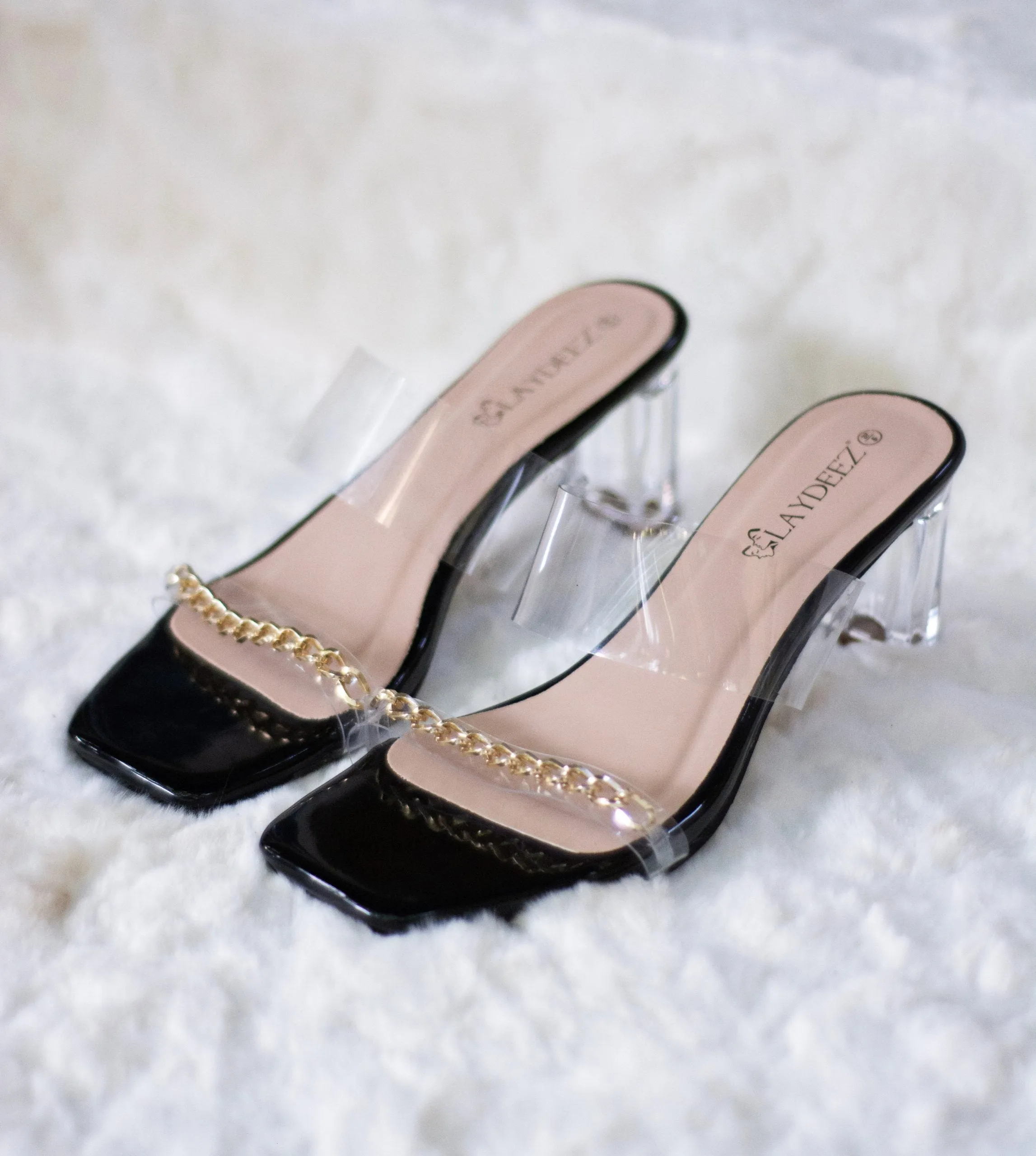 Olivia Square Toe Glass Heels
