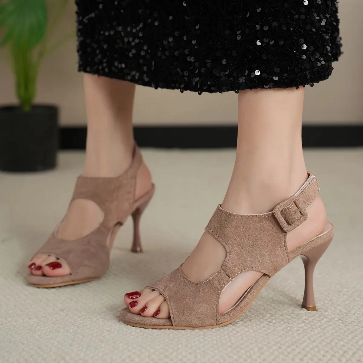 Peep Toe Kitten Heels Sandals