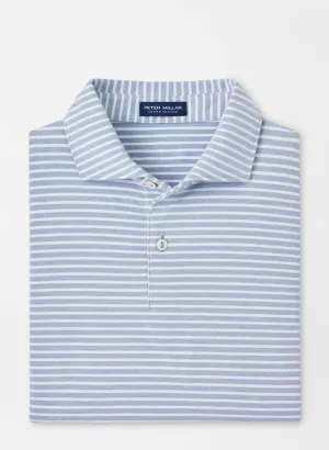 Peter Millar Mens Tailored Fit Albatross Stripe Cotton Blend Piqué Polo - BROOK BLUE