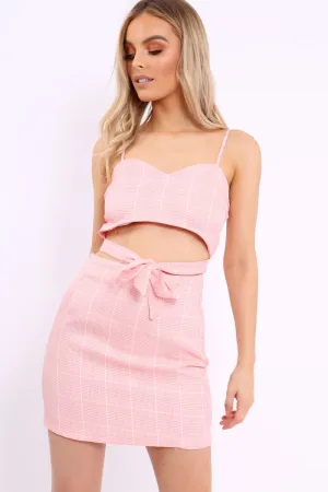 Pink Gingham Bralet and Skirt Co-ord - Emery