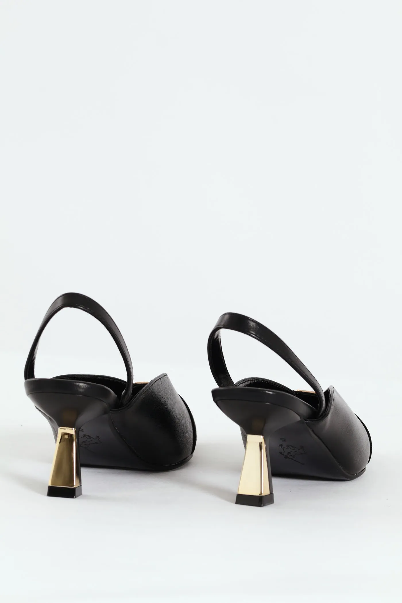 Pointed Slingback Kitten Heel - Black