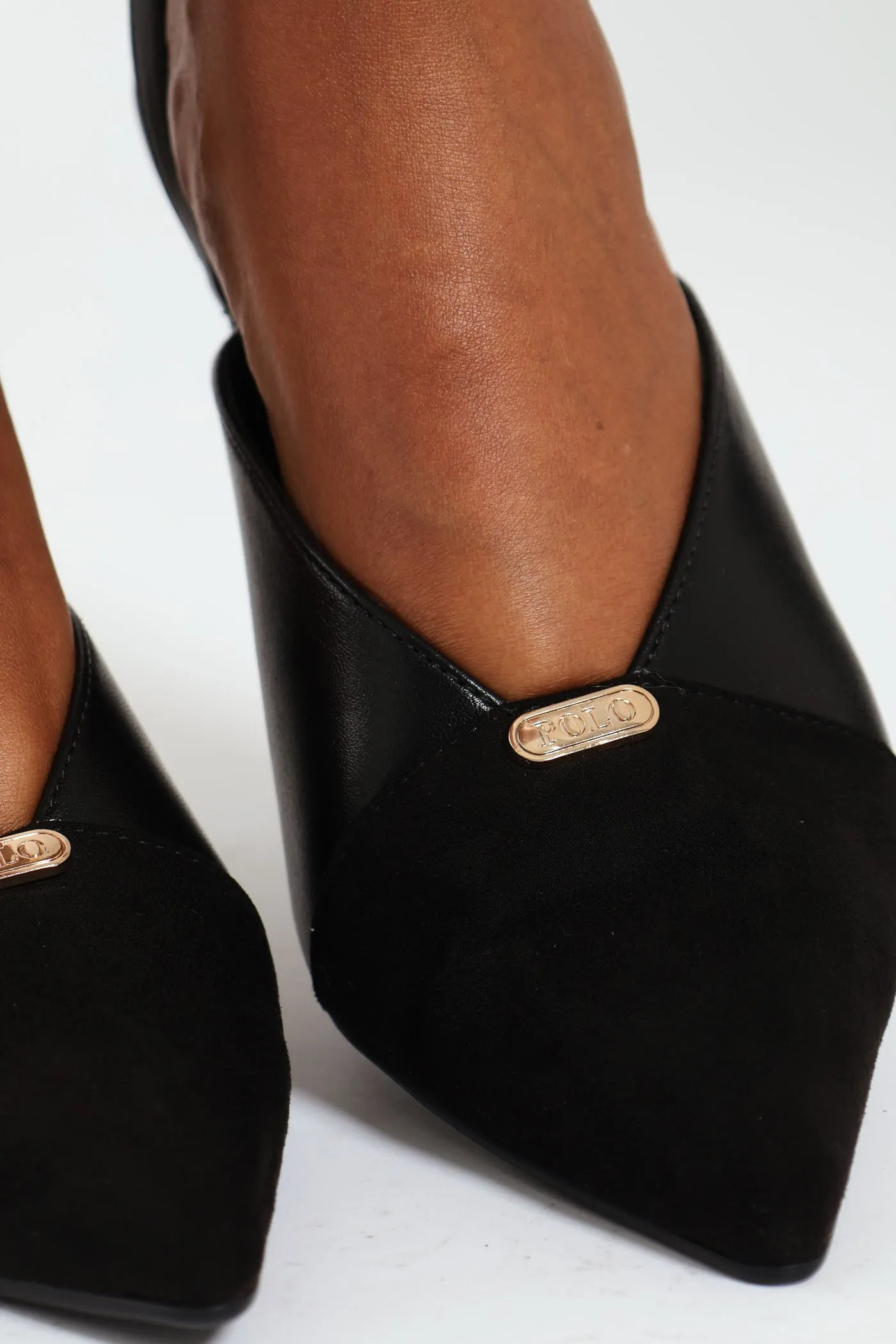 Pointed Slingback Kitten Heel - Black