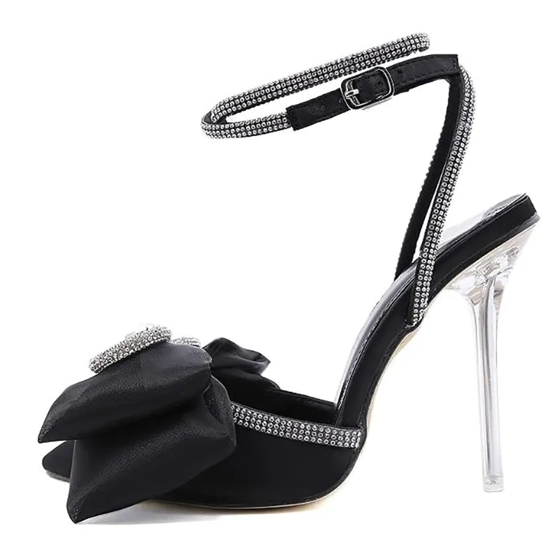 Pumps Shoes for Women Satin Rhinestone Stiletto Dress Slingback Shoes