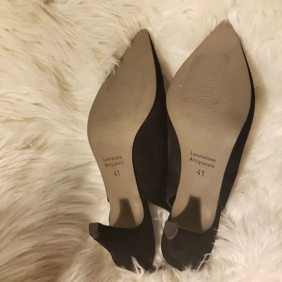 RabeccaMinkoff Simona suede pointed toe kitten  h