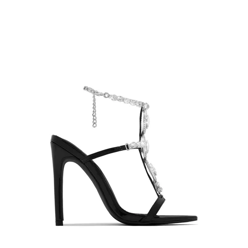 Rhinestone Gem Stiletto Sandal Toe High Heels
