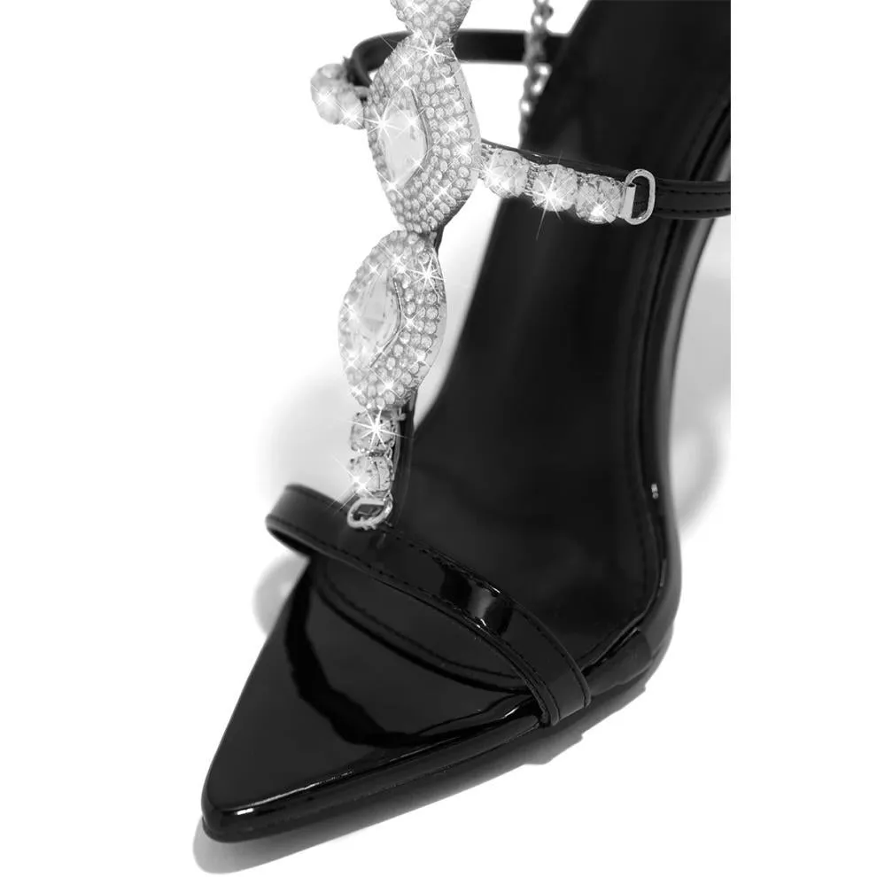Rhinestone Gem Stiletto Sandal Toe High Heels