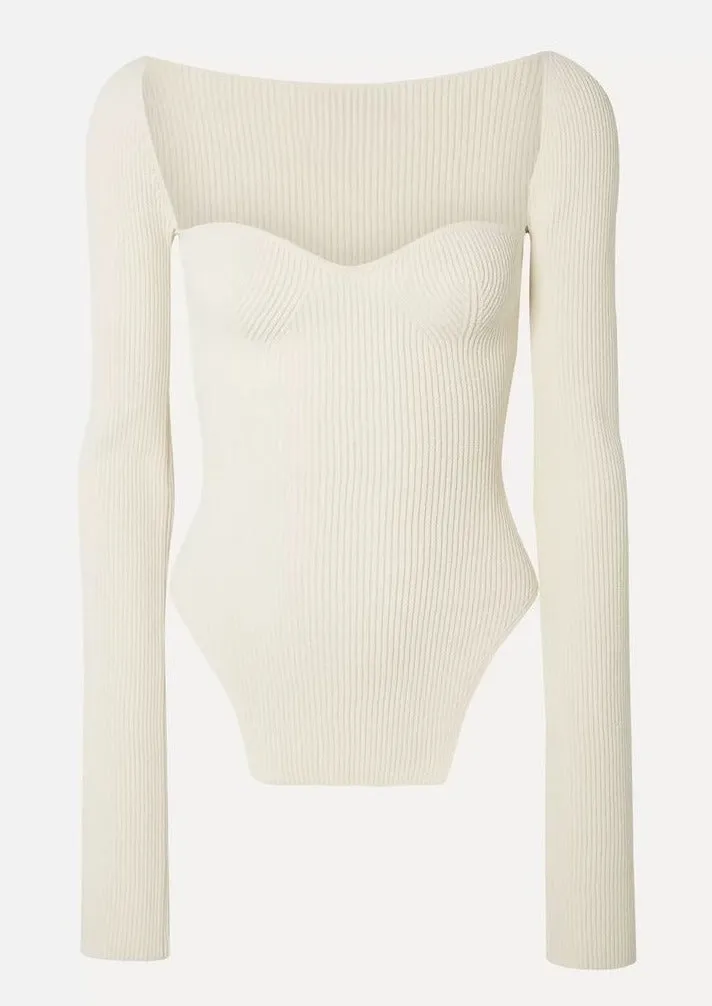 Ribbed Knit Top with Asymmetrical Hem