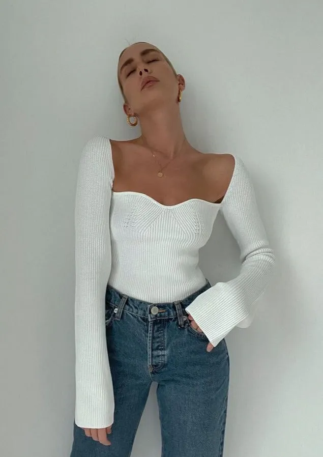 Ribbed Knit Top with Asymmetrical Hem