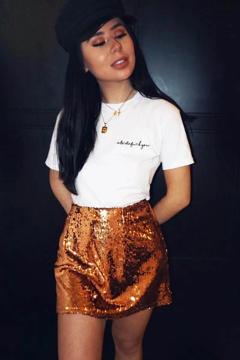 Rose Gold Sequin Mini Skirt - Tristy
