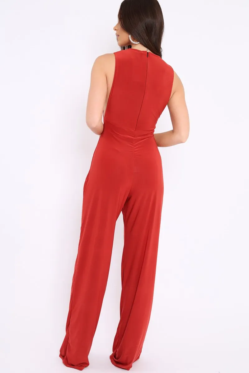 Rust Slinky Low Side Jumpsuit - Ivannah