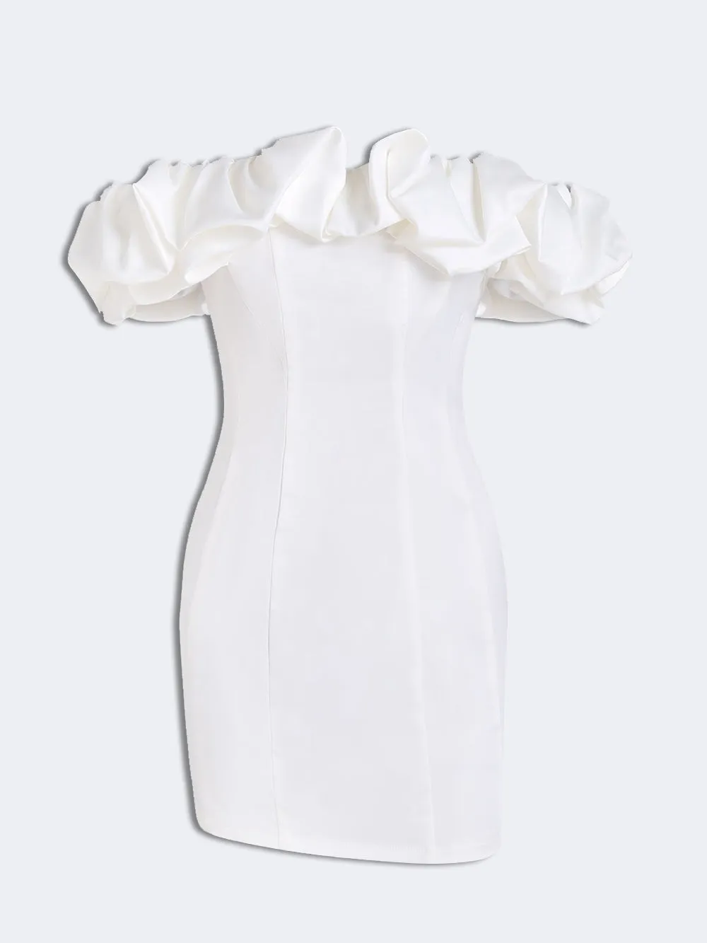 Satin Ruffled Stylish Strapless Mini Dress