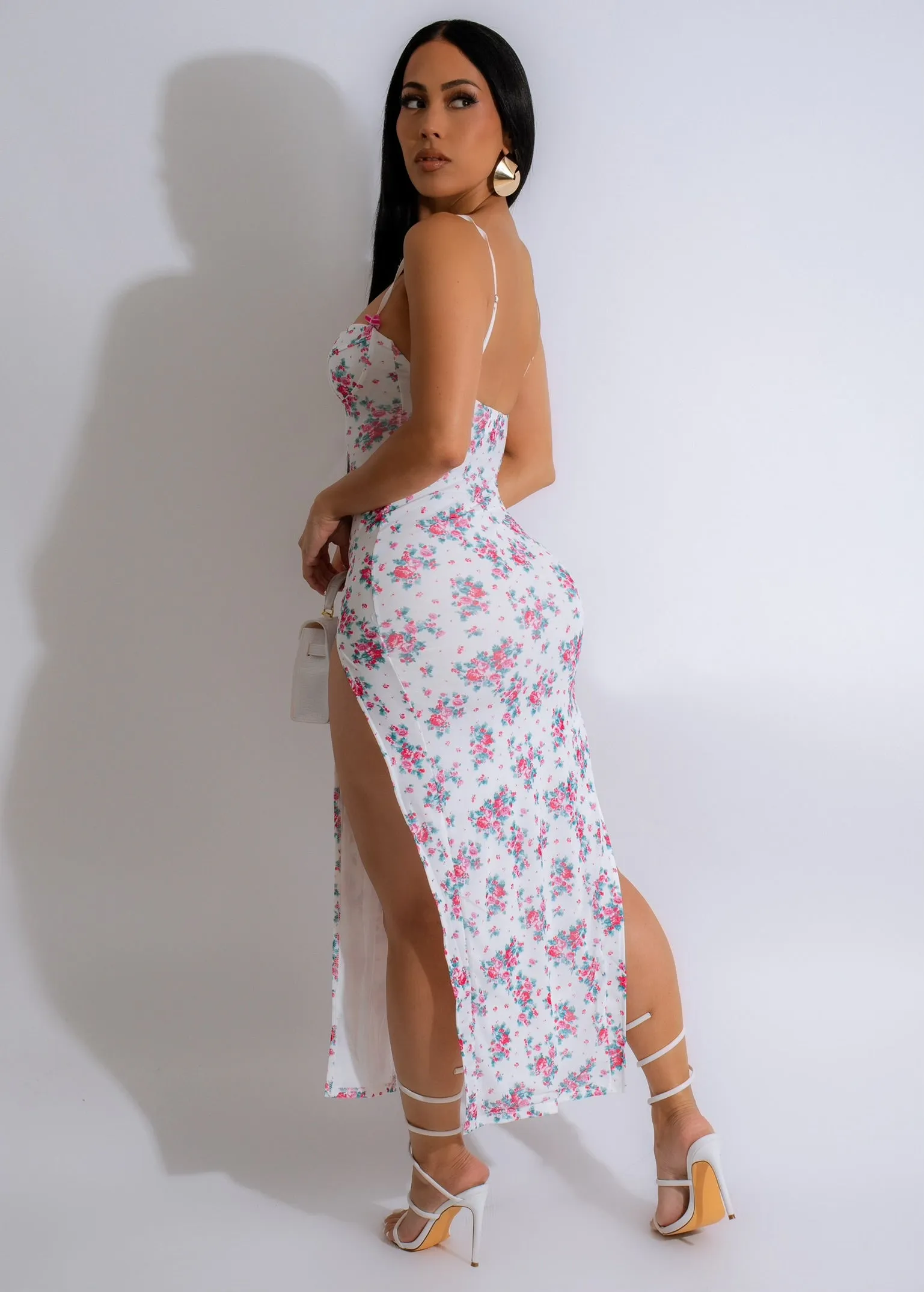 Secret Garden Midi Dress White