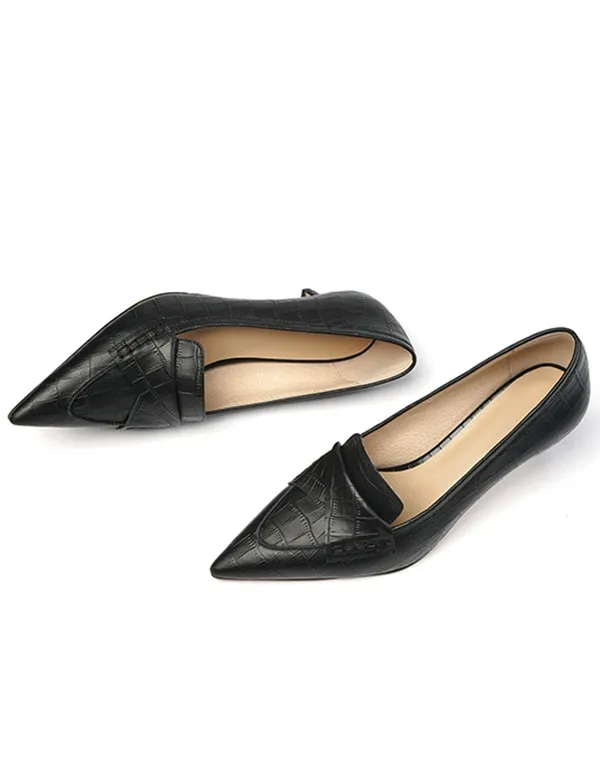 Sheepskin Elegant Pointed Toe Kitten Heel Pumps