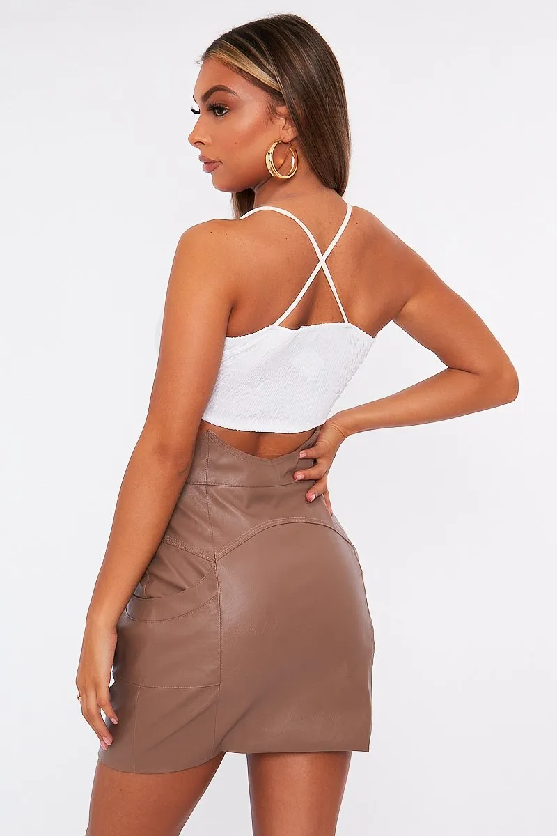 Shirred Detailing White Cut Out Crop Top -Lanai