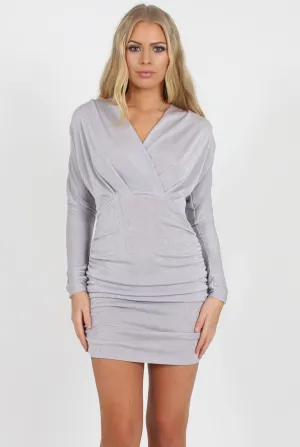 Silver Ruched Side Dress-Billi