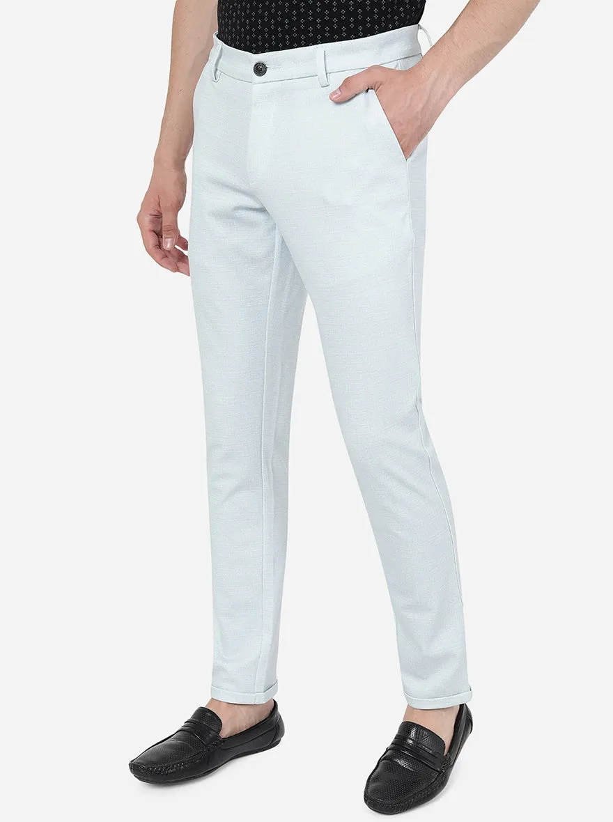 Sky Blue Solid Venice Fit Casual Trouser | JadeBlue