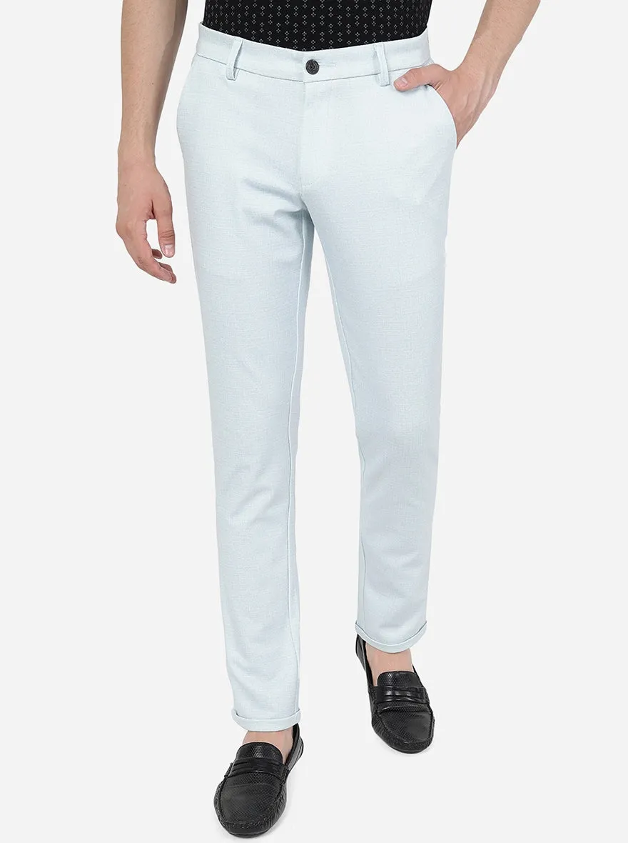 Sky Blue Solid Venice Fit Casual Trouser | JadeBlue