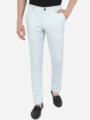 Sky Blue Solid Venice Fit Casual Trouser | JadeBlue