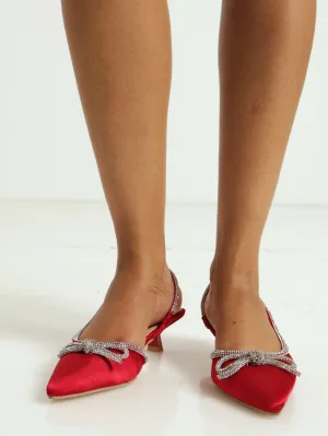 Slingback Pointy Kitten Heel - Red