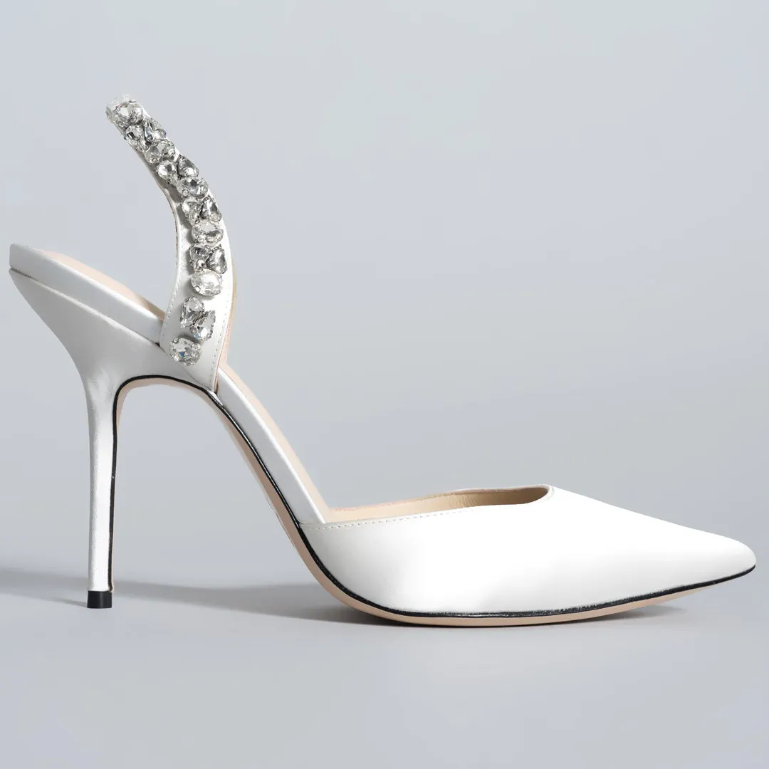 SOLEIL SLINGBACK WHITE SATIN KITTEN
