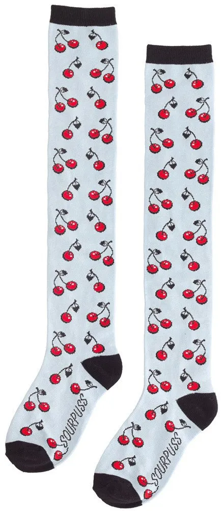 Sourpuss 19" Cherries Socks Blue