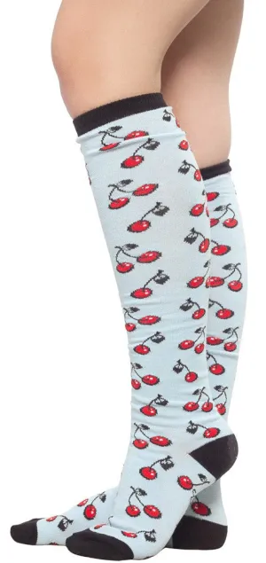 Sourpuss 19" Cherries Socks Blue
