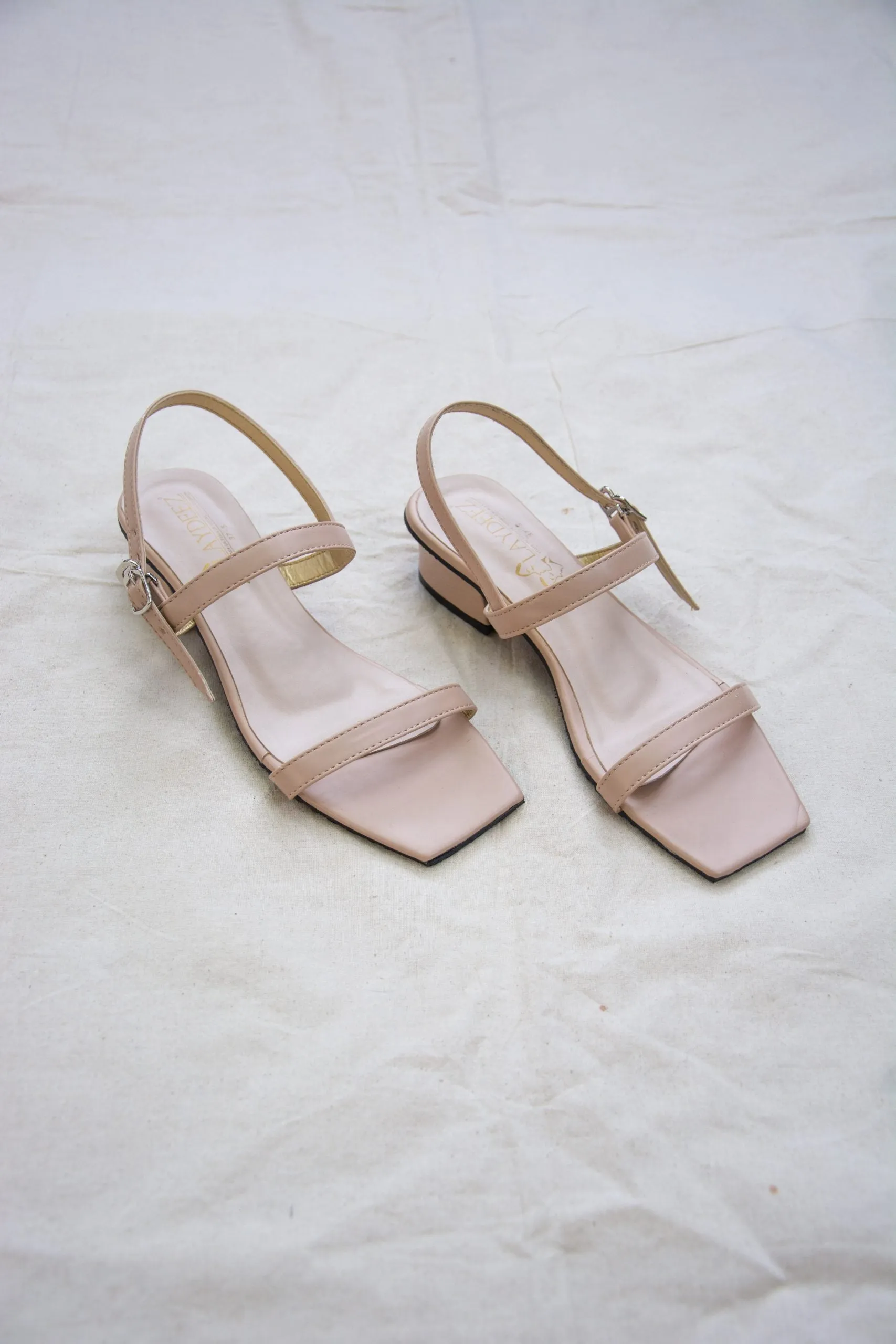 Square Toe Two Strap Low Blocks