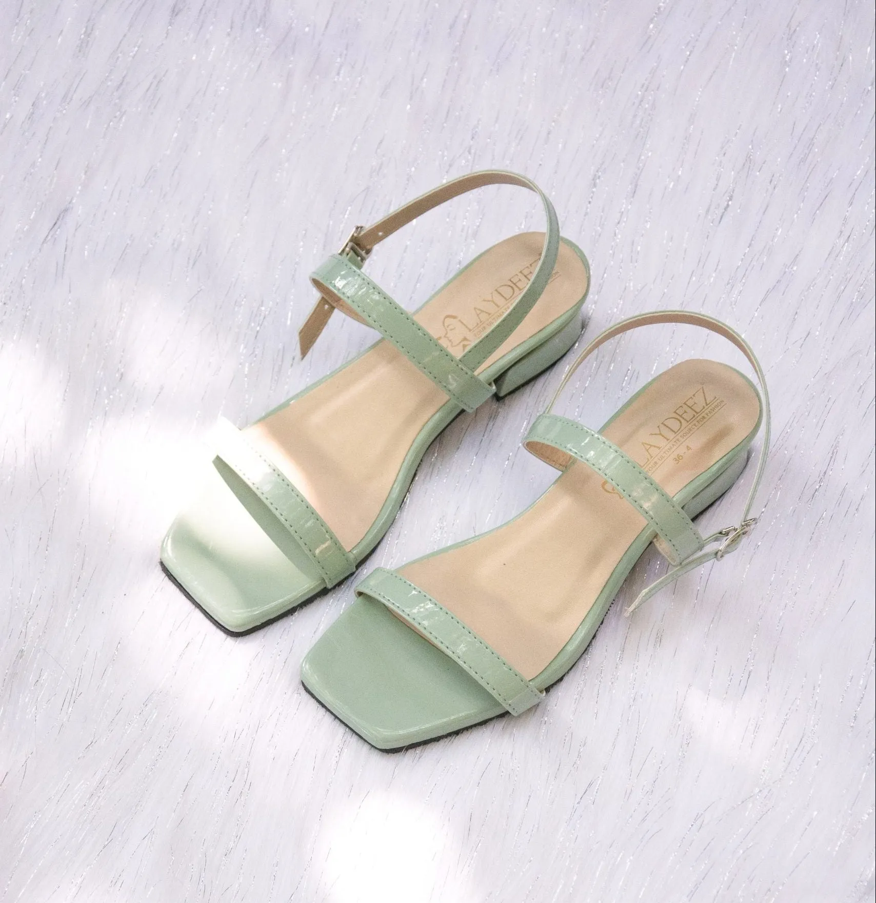 Square Toe Two Strap Low Blocks