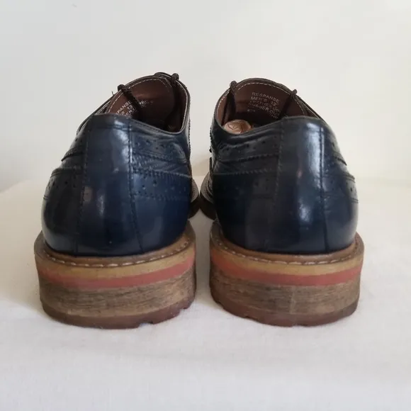 Steve Madden Blue Leather Wingtip Oxfords