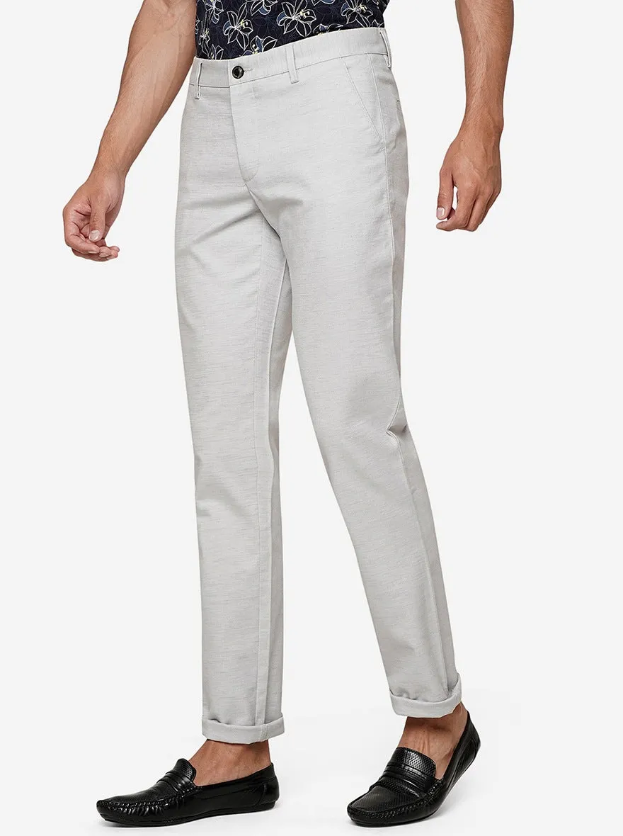 Stone Grey Solid Uno Fit Casual Trouser | JadeBlue