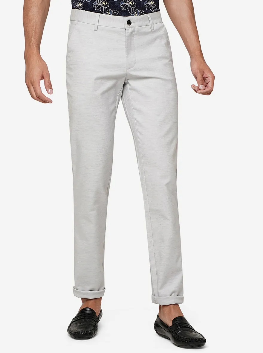 Stone Grey Solid Uno Fit Casual Trouser | JadeBlue