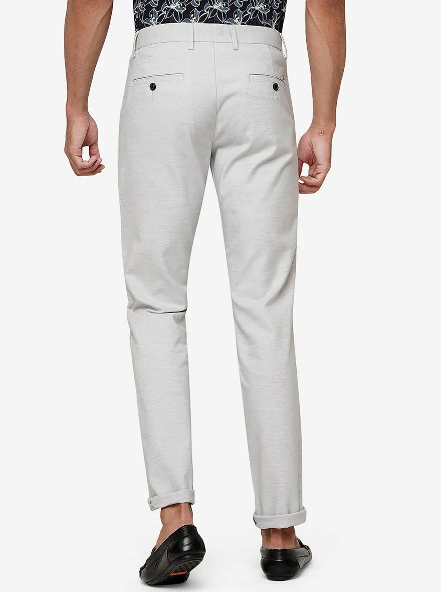 Stone Grey Solid Uno Fit Casual Trouser | JadeBlue