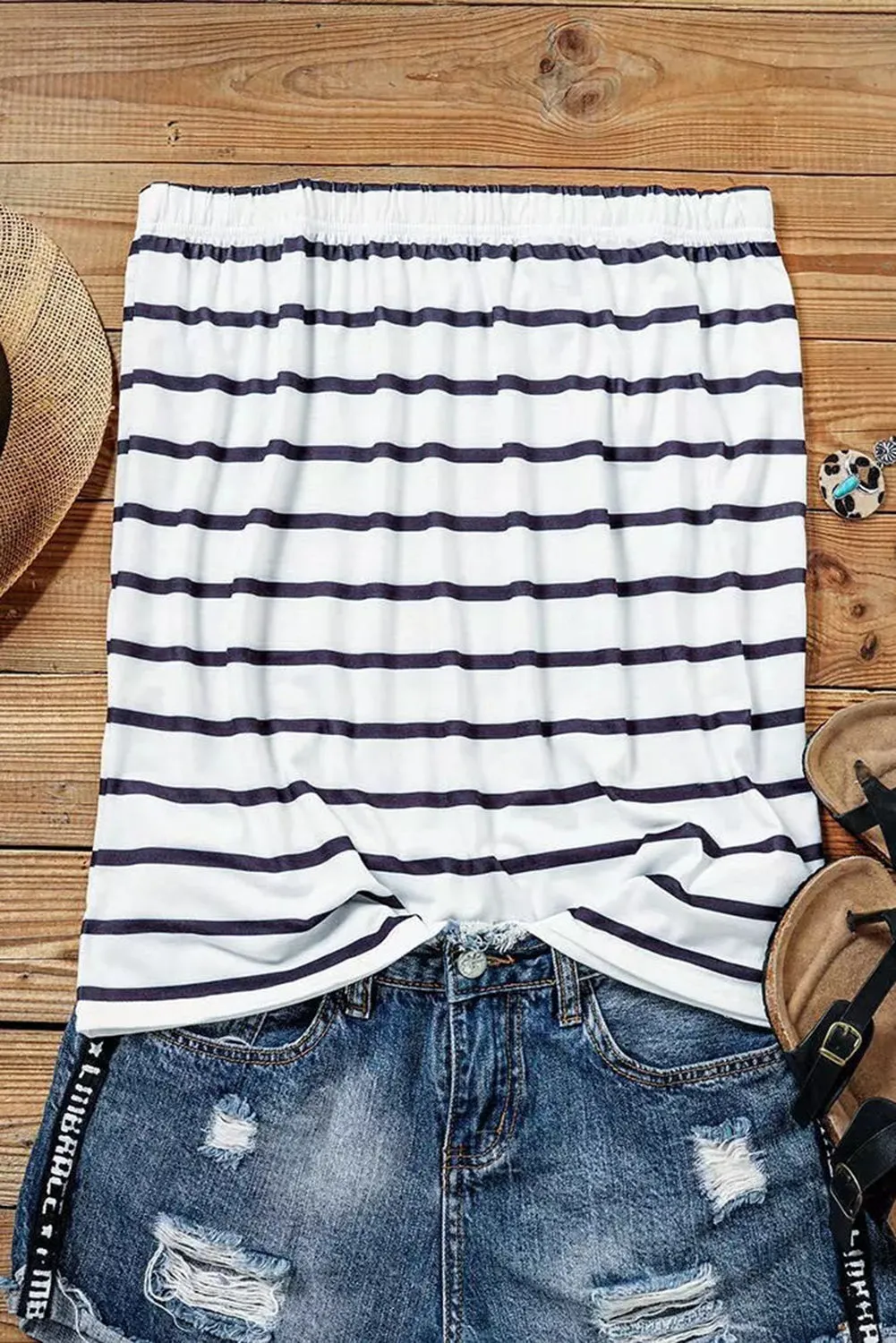 Striped Strapless Bandeau Tank