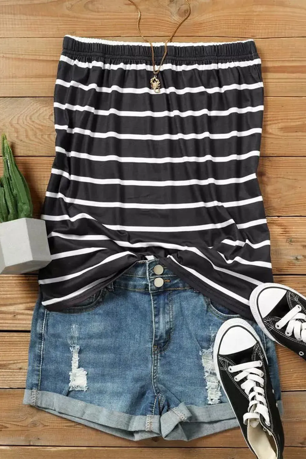 Striped Strapless Bandeau Tank