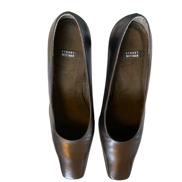 Stuart Weitzman Vintage Brown Patent Leather Block Heels Size 8 1/2B