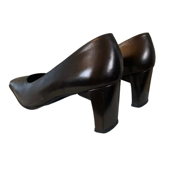 Stuart Weitzman Vintage Brown Patent Leather Block Heels Size 8 1/2B