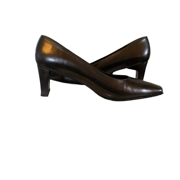 Stuart Weitzman Vintage Brown Patent Leather Block Heels Size 8 1/2B