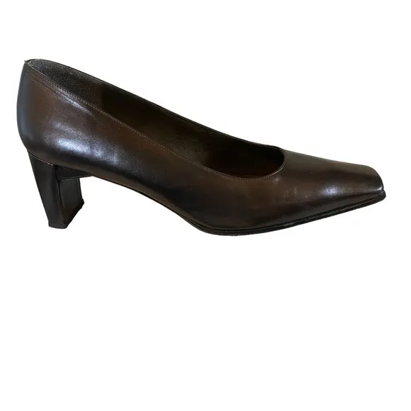 Stuart Weitzman Vintage Brown Patent Leather Block Heels Size 8 1/2B