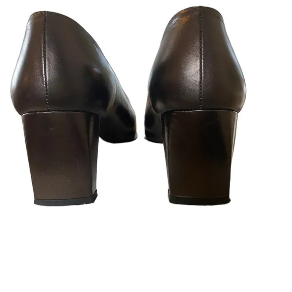 Stuart Weitzman Vintage Brown Patent Leather Block Heels Size 8 1/2B
