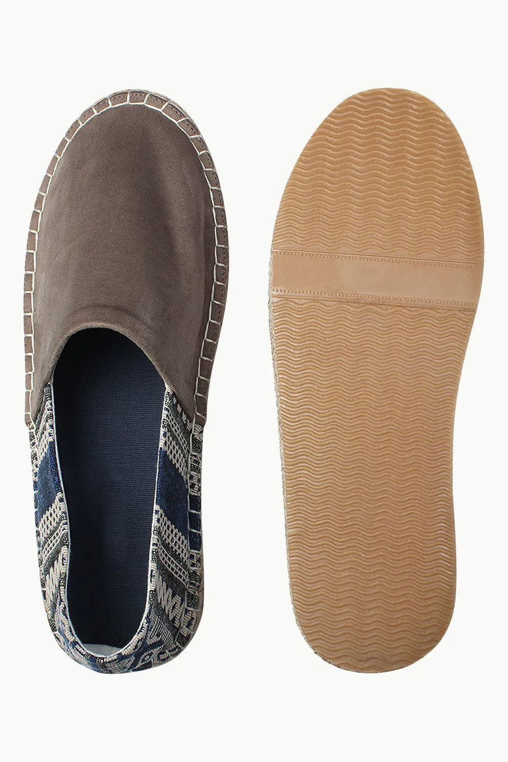 Suede Espadrilles with Canvas Print