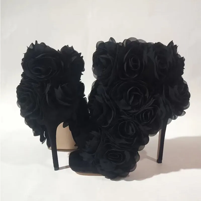 Suede Flower Sandals